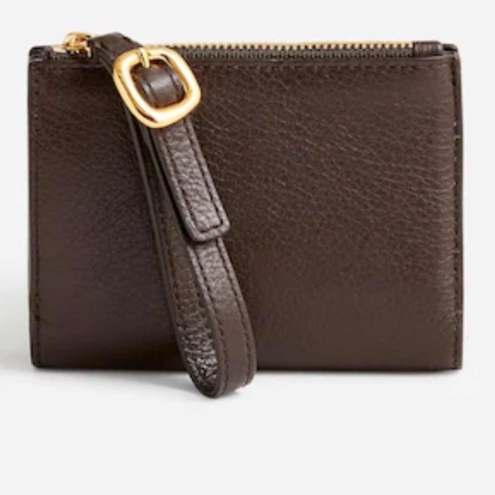 Madewell Bifold Wallet Dark Carob Brown with Buckle Wristlet